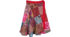 A cool summer skirt with a wrap that fits with a forever-bohemian style wrap around waist and a slight feminine flair, this is a multicolored skirt with red, orange and blue being the prominent shades. The skirt is made up of assorted floral printed square cut patches, giving it a free-spirited gypsy look. Fabrics of various colors are used to make this skirt an exciting item of clothing to wear, in which you feel alive and fun. Pair it with a simple solid top and some jewelry, and complete your Multicolor Bohemian Wrap Skirt For Vacation, Bohemian Multicolor Wrap Skirt For Vacation, Bohemian Multicolor Wrap Skirt For Beach, Multicolor Lined Wrap Skirt, Flowy Multicolor Lined Wrap Skirt, Hippie Mini Wrap Skirt For Summer, Hippie Style Mini Wrap Skirt For Summer, Bohemian Mini Wrap Skirt For Summer, Hippie Style Summer Mini Wrap Skirt