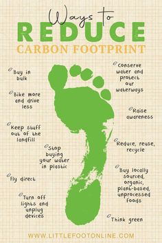 a poster with the words reduce carbon footprints