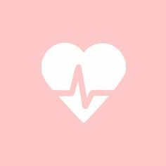 a white heart with a heartbeat on it's side against a pale pink background