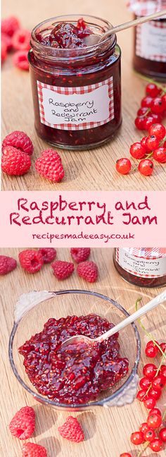 raspberry and red curran jam recipe in a glass bowl