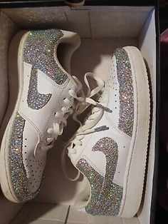 Blinged Out Shoes, Rhinestone Things, Bling Converse Shoes, Bling Projects, Bling Nike Shoes, Air Force Women, Pretty Sneakers, Air Force Shoes, Up Pictures