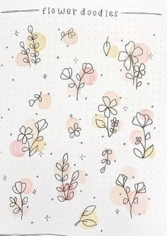 a notebook with flowers drawn on it and the words flower doodles written in black ink