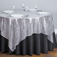 72 in. Square Sequin Overlay Silver Gold Sequin Tablecloth, Black Tablecloth, Glitter Overlays, Sequin Tablecloth, 60 Wedding Anniversary, Pink Wedding Cake, Table Overlays, Glitter Wedding, Square Tablecloth