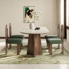 Oval walnut color dining table and chairs perfect for small homes Animoe D Furniture Size: 29.52"H x 78.74"L x 35.43"W | Animoe D Furniture Oval Walnut color Solid Wood Dining Table set brown / greenWood | 29.52"H x 78.74"L x 35.43"W | Wayfair Oval Counter Height Table, Dining Table Counter Height, Seattle Townhouse, Color Dining Table, Oval Dining Room Table, Wood Dining Table Set, Scandinavian Dining Room, Walnut Dining Chair, Table Counter