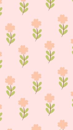 a pink background with green leaves and flowers