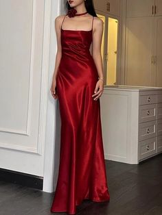 Nicole Hollow Out Backless Maxi Dress - Fashion Pov Slim Fit Skirts, Dress Elegant Long, Long Dresses Elegant, Long Red Dress, Backless Prom Dresses, Backless Maxi Dresses, Sling Dress, Elegant Dresses Long, Evening Dresses Elegant