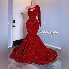 Fitted Red Sequined Evening Gown Plus Size, Prom Dresses Long Sleeve, Red Prom Dress Long, Party Wear Gowns, Sparkly Prom Dresses, Gorgeous Prom Dresses, Prom Dresses Long Mermaid, Senior Prom Dresses, Custom Prom Dress