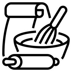 a black and white drawing of a mixer with a whisk in it's bowl