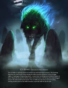 an image of a monster with glowing eyes in the fog and clouds behind it is a caption that reads cursive