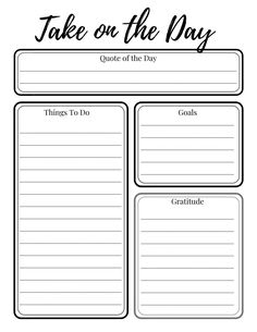 a printable take on the day activity sheet for kids to practice their writing skills