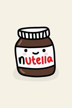 a jar of nutella with the word nutella on it's lid and smiling face