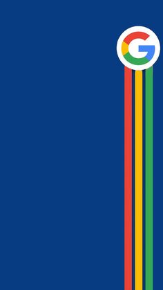 the google logo is shown on top of a rainbow colored stripe in front of a blue background