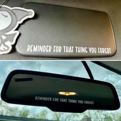 stop forgetting everything and add a little reminder sticker to your car mirror, interior, anywhere you will see this !! Car Mirror Sticker, Car Mirror Decals, Mirror Decals, Girly Car Accessories, Reminder Stickers, Crochet Car, Mirror Decal, Girly Car, White Lake