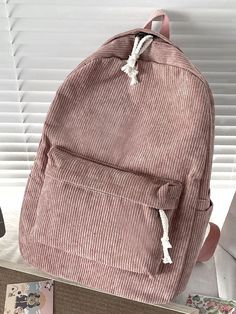 Olivia Mark – Mochila minimalista con bolsillo frontal de pana – Mochilas para mujer Cute School Stationary, Functional Backpack, Laptop Bag For Women, Book Bags, Backpack Women, Pink Backpack, Leather Bags Handmade, School Bag