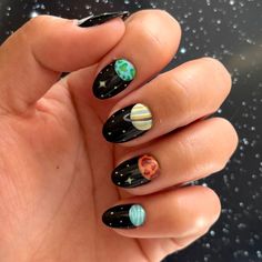 Space Nails - Etsy Planet Inspired Nails, Nails For Coldplay Concert, Blank Space Nails, Coldplay Nails Inspired, Coldplay Inspired Nails, Celestial Short Nails, Star Burst Nails, Witchy Short Nails, Atomic Nails