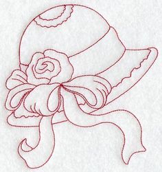 a drawing of a hat with a rose on it