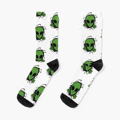 Super soft all-over printed knit socks with extra cushioning in the sole. Suitable for men and women. Green Alien Alien Socks, Green Alien, Alien Abduction, Knit Socks, Socks For Sale, Knitting Socks, Multi Color, Socks, Men And Women