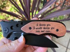 someone is holding a knife that says i choose you, i would choose you over and over