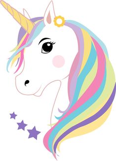 an image of a unicorn's head with stars on it and the colors of the rainbow