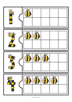 printable worksheet for counting the numbers to 10 with pictures of bees on them