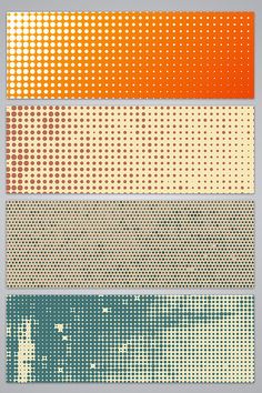 four different colored halftoned banners with dots on the edges and one halftoned halftoned halftoned halftoned halftoned halftone