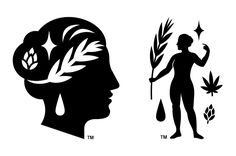 the silhouettes of two people, one holding a plant