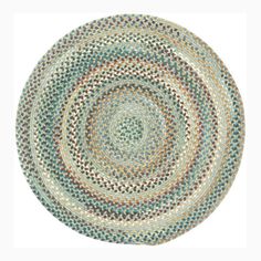 a round rug with multicolored circles on it