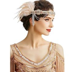 Season:All Seasons; Gender:Women's; What's in the box:Headband; Types:Flapper Headband; Holiday:Halloween,Carnival,Masquerade; Style:Vintage,1920s,The Great Gatsby; Occasion:Halloween; Material:Feather; Characters:The Great Gatsby; Listing Date:06/29/2023 Great Gatsby Hairstyles, Great Gatsby Headpiece, Gatsby Accessories, Flapper Hair, Gatsby Hair, 1920s Headband, Gatsby Headpiece, Flapper Headpiece, 1920s Headpiece