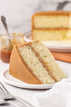 a slice of cake sitting on top of a white plate