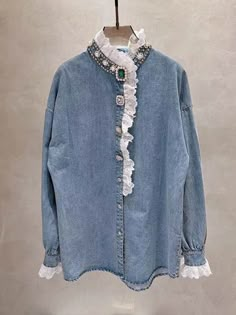 XTYLINGS（エクスタイリングス） Fashion For Petite Women, Creative Clothes, Trendy Fashion Tops, Fashionista Clothes, Feminine Look, Long Shirt, Fashion Tops, Denim Top, Boyfriend Jeans