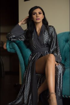 sexy Gray Robe floor length Satin Outfits, Silk Robe Long, Elegant Kimono, Luxury Robes, Gray Scale, Long Cocktail Dress, Silk Kimono Robe, Satin Kimono, Satin Lingerie