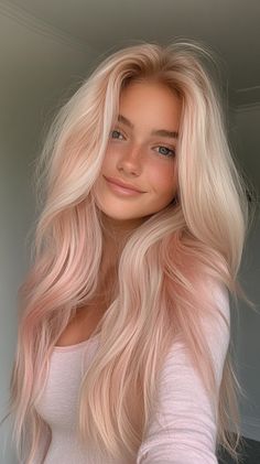 👱 Embrace pink hair color ideas with Sandy Blonde Hair Platinum Pink Hair, Rose Blonde Hair, Highlights Subtle, Pink Hair Ideas, Rose Blonde, Sandy Blonde Hair, Pink Hair Color Ideas, Long Pink Hair, Pink Hair Color