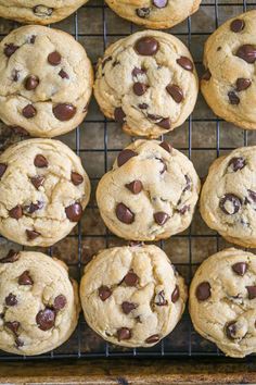 chocolate chip cookies on a cooling rack ready to be baked in the oven for consumption