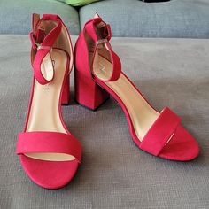 Beautiful Never Worn, Red Jody Sandal Heels From Cl By Laundy. Women's Size 6.5. Purchased For An Event That Was Canceled. Heel Is 2 3/4" Heels, Sandals, Shoes Women Heels, Sandals Heels, Shoes Heels, Womens Sizes, Size 6, Women Shoes, Red