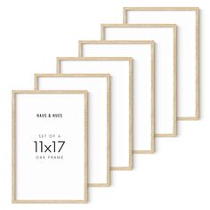 six white frames with the numbers 11x16 and 11x7 on each side