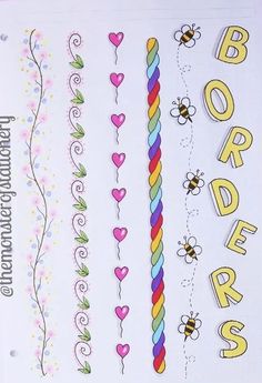 a bunch of different types of stickers on a white sheet with words and hearts