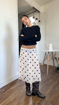 #outfitidea Christmas Day Outfit Aesthetic, Euro Trash Fashion, Leggings And Skirt Outfit, 2025 Fashion Trends Forecast Women, Jeans And Dress Outfit, Lower East Side Fashion, Polka Dot Skirt Outfit, The Nerve, 2024 Trends