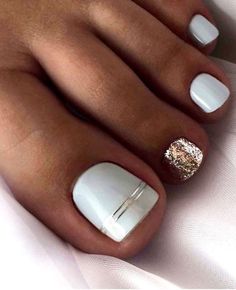 Gold Toe Nails, Summer Toe Nails, Cute Toe Nails, Pedicure Designs