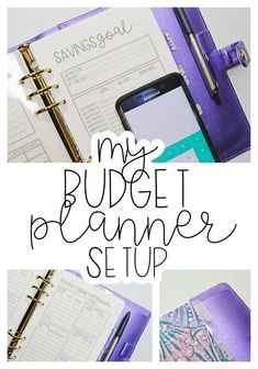 a purple planner with the words my budget planner setup