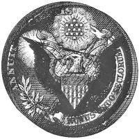 the seal of the united states is shown in this black and white photo, with an eagle