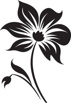 a black and white flower on a white background