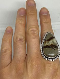 Large brown agate Ornate German Silver Vintage ring, does not tarnish NOT 925 Size 10 can be re sized, my jeweler charges a $10 - $15 fee All rings are shipped free in the US in a nice gift box. Check out our over a THOUSAND great reviews Engraving is $4 per letter and is not always perfect depending on the piece. It can take a few days if the jeweler is busy. This is payable to Paypal Judithsltd@gmail.com Unique Jasper Ring Jewelry, Unique Brown Rings For Anniversary, Unique Brown Jewelry For Anniversary, Brown Large Stone Ring Jewelry, Brown Large Stone Ring, Artisan Brown Gemstone Rings, Brown Natural Stone Ring, Brown Natural Stone Rings, Collectible Brown Gemstone Rings