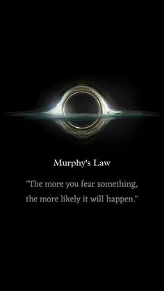 the quote murphy's law on black background