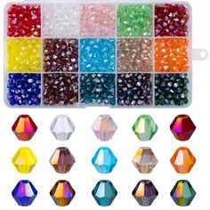 PRICES MAY VARY. Quantity: Bicone crystal glass beads total 900 pcs, 15 colors, each color 60pcs, plated AB color. Shape: Bicone; Size: 6*6mm; Hole: 1mm. Material: Sparkling faceted crystal bicone beads are made of high-quality crystal glass, delicately cut. The actual color effect of the briollete beads is very good, uniform, bright, and rich, it is better than the picture, worth trying to have. 15 Colors: The color of bicone glass beads are popular at present, which contain some base color and Crystal Beaded Bracelets, Suncatcher Craft, Beaded Jewels, Beaded Curtains, Beading Projects, Beads For Jewelry Making, Beads For Jewelry, Faceted Crystal, Wholesale Beads