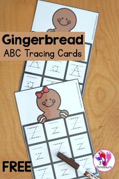 a printable gingerbread abc and w worksheet with the words, freebied