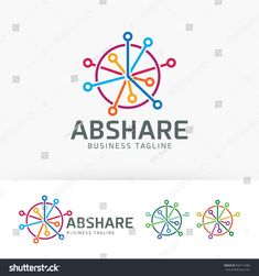 abstract logo design with colorful circles and dots on white background, suitable for business or company