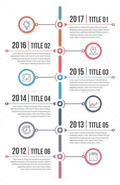 a long line of info graphics with different colors and numbers on the bottom, including arrows