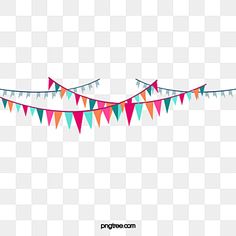 colorful bunting flags on a white background