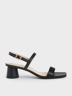 Slim Back, Style Rut, Casual Basics, Ankle Strap Block Heel, Kitten Heel Sandals, Black Shade, Charles Keith, Slingback Heel, Ankle Strap Heels