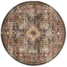 SAFAVIEH Bijar Collection BIJ652D Brown / Rust Rug Image 1 Rust Rug, Persian Motifs, Old World Style, Rug Brown, Classic Rugs, Round Area Rugs, Brown Area Rugs, Brown Rug, Traditional Area Rugs